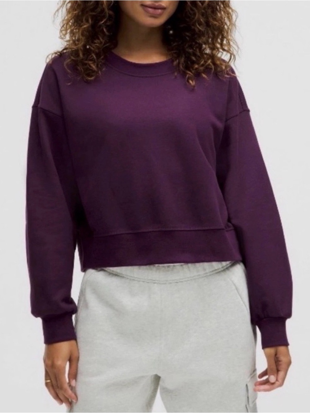 lululemon athletica Cropped Crewneck Sweatshirt in Deep Purple Plum